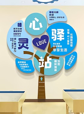 学校心灵驿站摆件文化墙装饰画贴纸心理咨询室挂图布置自粘墙贴画