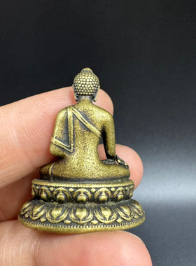 实心黄铜三宝佛摆件做旧全铜迷你释迦摩尼阿弥陀佛药师佛如来佛
