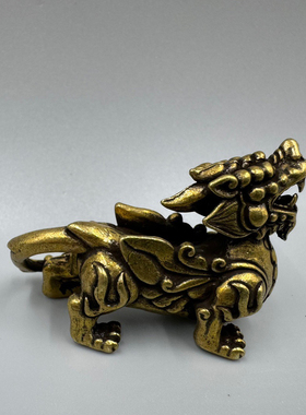 纯铜貔貅摆件迷你招财小号貔貅手把件客厅中式装饰金属工艺品