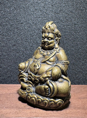 铜臻藏传利马黄铜錾刻黄财神小摆件随身藏佛实心迷你铜佛像饰品