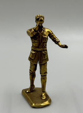 古玩杂项收藏仿古铜器吹号手小人偶摆件家居装饰品工艺品