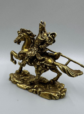 黄铜关公摆件招财风水武财神家居供奉客厅办公室装饰摆件开业礼品