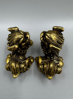 纯铜小狮子招财镇宅客厅车内家居室内风水礼品办公室装饰品小摆件