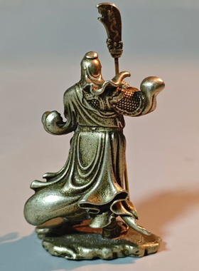 实心铜关公办公桌面小摆件纯黄铜关羽铜像仿古微雕古玩铜器铜雕像