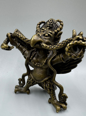 古玩杂项收藏仿古铜鎏金三足鸟摆件家居客厅办公室装饰品工艺礼品