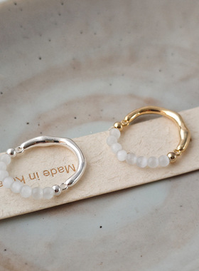 不规则透明珠珠戒指女小众设计简