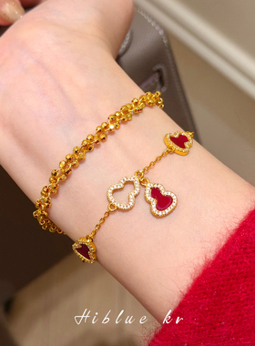 海蓝蓝红色葫芦新年手链