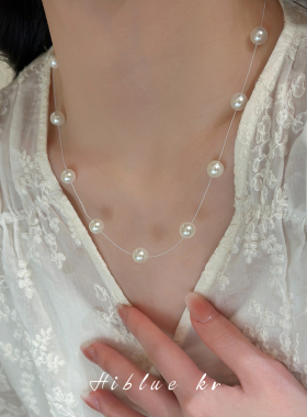 海蓝蓝满天星珍珠项链高级感