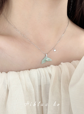 海蓝蓝亚克力蓝色鱼尾项链