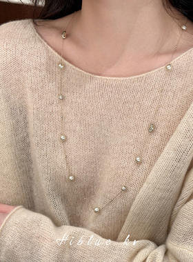 海蓝蓝满天星珍珠多层叠戴项链