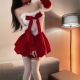 大码圣诞节兔女郎cos制服连衣裙女红色战袍qqny新年女装睡裙胖mm