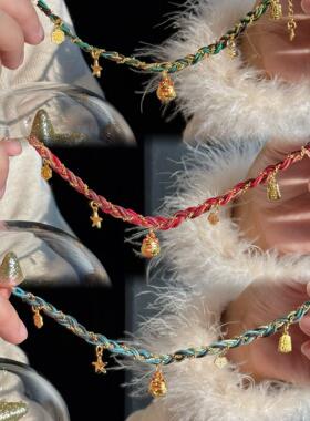 新年礼物足金999福袋黄金手串编织手绳本命年红绳