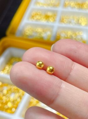 古法999黄金珠子纯金单颗小散珠足金转运珠手链4mm古法手串配珠