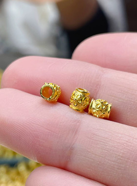 古法金黄金隔片隔珠穿手链项链编绳串珠配件配饰DIY编绳