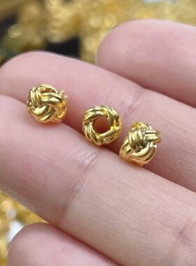 足金9993D硬金编织转运珠路路通隔珠DIY手串编绳手链定位珠纯黄金