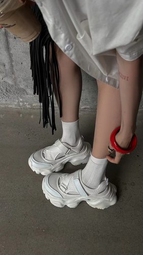 SGIRL TWTW户外魔术贴镂空老爹鞋女2025新款夏厚底跑鞋网球运动鞋 - 图2