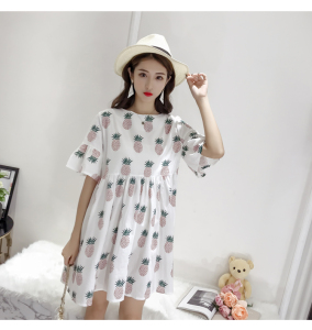 微胖减龄棉麻连衣裙