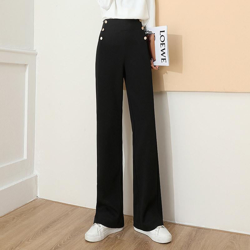 2022春季新款垂感高腰黑色直筒裤 首嘉服饰休闲裤