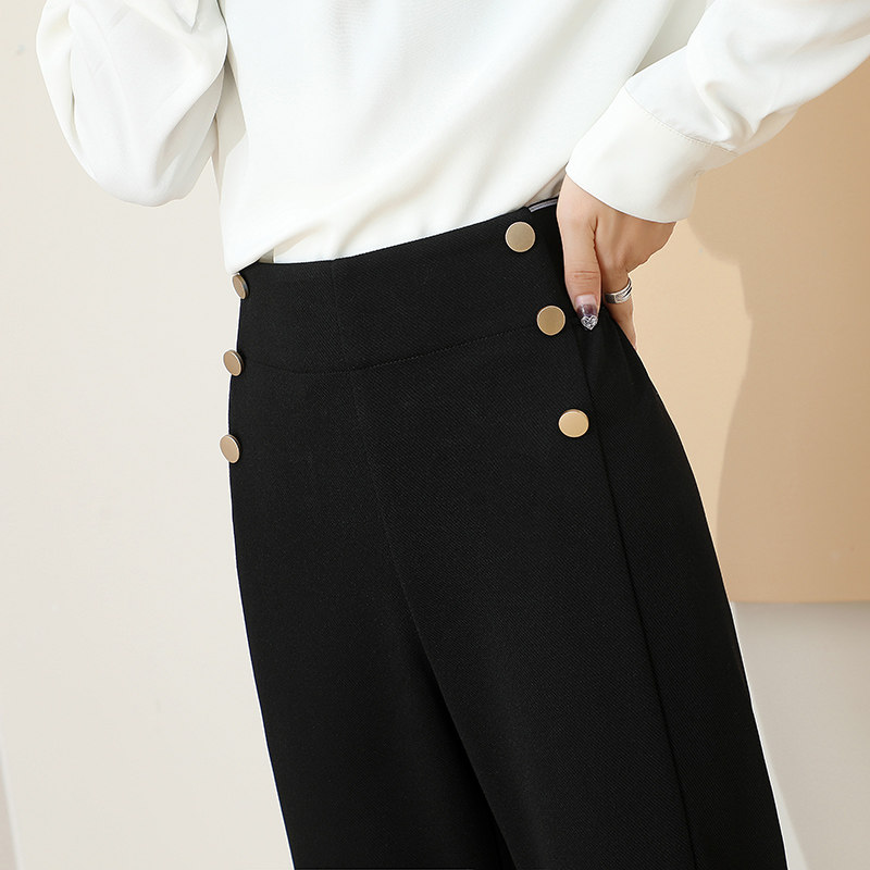 2022春季新款垂感高腰黑色直筒裤 首嘉服饰休闲裤