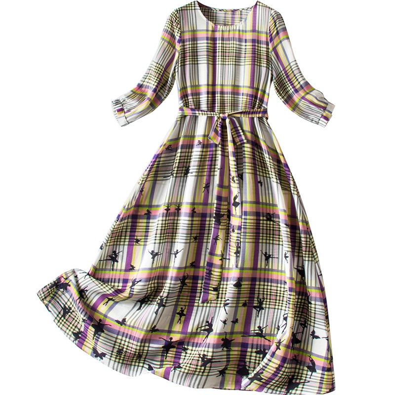 慕荷真丝桑蚕丝2020格子连衣裙 慕荷连衣裙