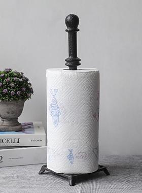 跨境新品复古铸铁几何立式纸巾架摆件创意个性家用卷筒纸座桌面