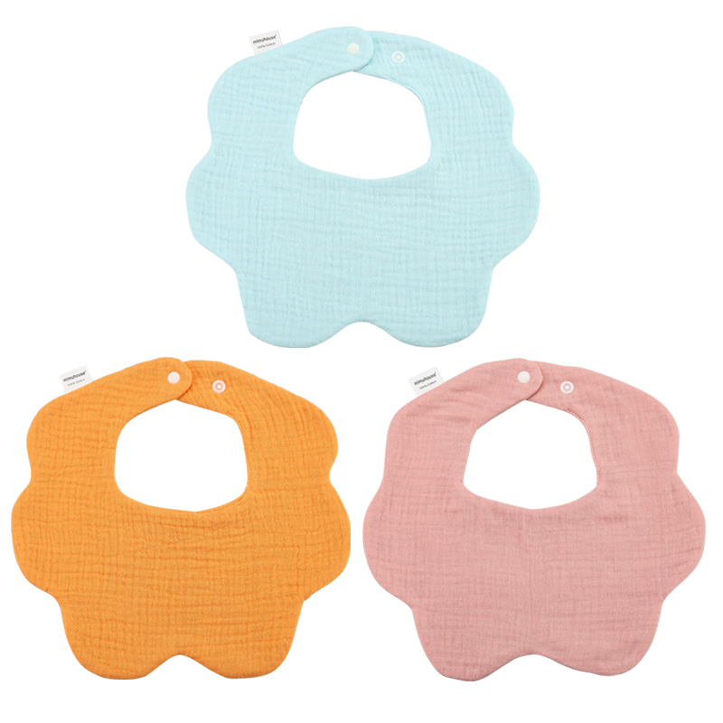 Nordic style new solid color 360 degree bib baby saliva towel pure cotton gauze children's saliva pocket baby bib