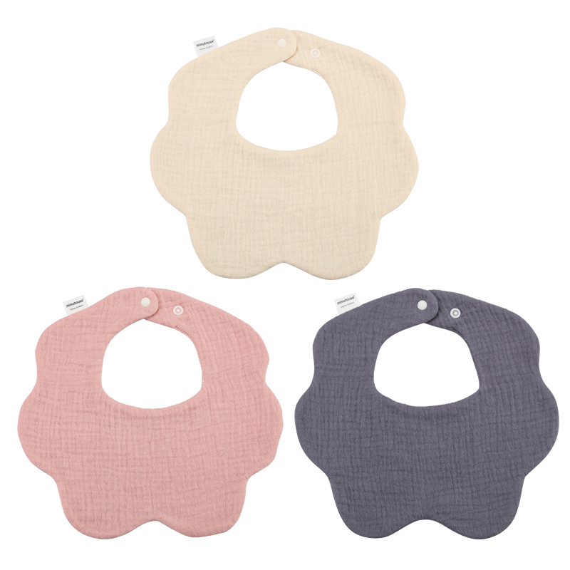 Nordic style new solid color 360 degree bib baby saliva towel pure cotton gauze children's saliva pocket baby bib