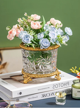 美式玻璃烛台杯花器欧式化妆笔筒