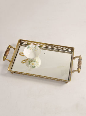 法式客厅纯铜托盘欧式美式装饰盘