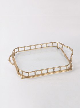 托盘美式奢华纯铜茶盘欧式客厅