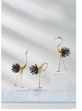 水晶摆件美式客厅仙鹤欧式法式