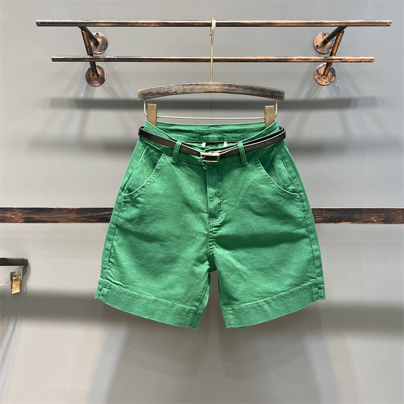 洋气玫红色阔腿直筒牛仔短裤女薄款夏装百搭微开叉五分休闲裤中裤,淘宝优惠券,粉丝福利购,淘宝优惠卷