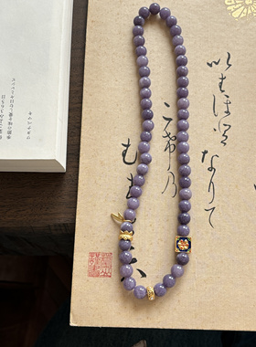 气质深邃紫玉髓天然石串珠项链