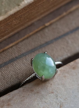 南枕眠 原创自制天然和田玉碧玉新中式国风气质优雅戒指