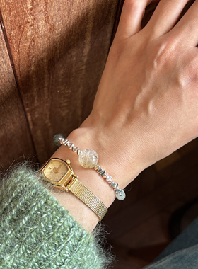 天然绿祖母晶绿发晶黑金超七手链