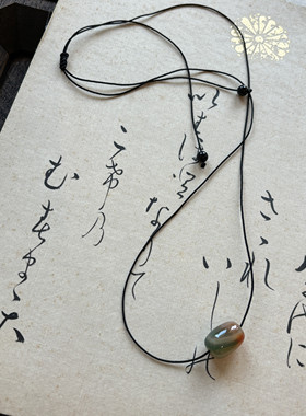 手工编绳天然孔雀玛瑙可调节项链