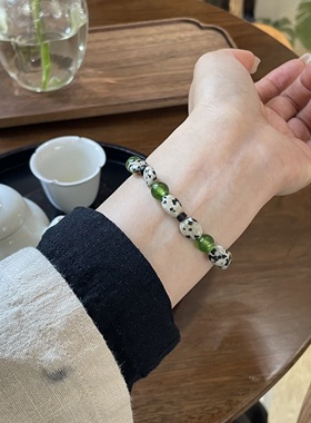 天然斑点石绿玉髓清凉串珠手串