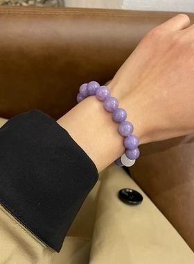 流入寂静 新中式古典天然薰衣草紫色玉髓原创手作手串手链复古女