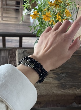 斑点石拼接新中式国潮弹力项链