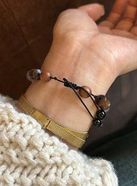 绿紫绿萤石斑点石灰玛瑙木手链