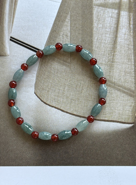 天然缅甸翡翠冰糯种翡翠米珠手串