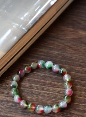 新中式古物配色白玉加色手串