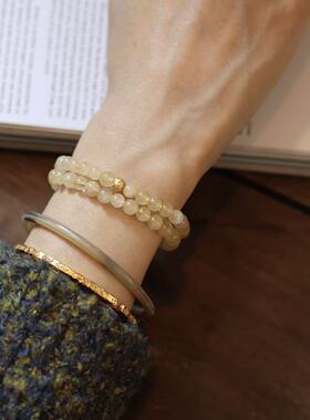 腕间富贵天然金发晶双圈手链