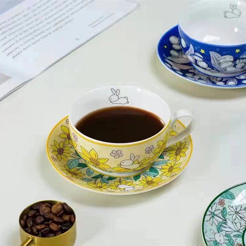 ins郁金香咖啡杯高颜值精致马克杯子家用下午茶陶瓷杯碟套装茶杯