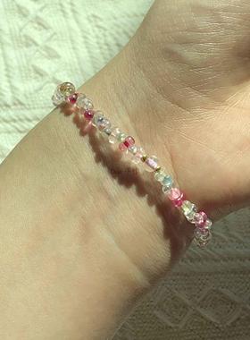 Dua冰透炫彩花生米珠天然淡水珍珠贝珠泡泡叠戴ins不撞款小众手链