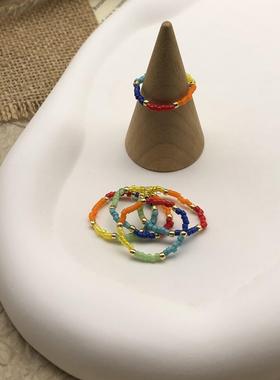 韩国新款串珠米珠戒指