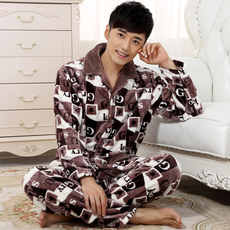 情侣2020新款长袖中长款珊瑚绒睡衣 情雪妃睡裙