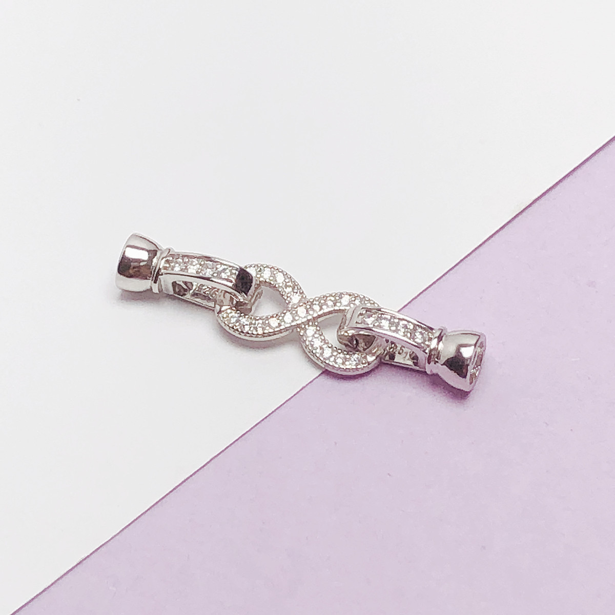 s925纯银8字双圈搭扣轻奢珍珠扣手工DIY串珠材料项链项链搭圆珠扣 - 图3