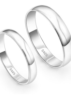 正品925光圈银戒指情侣纯银面对