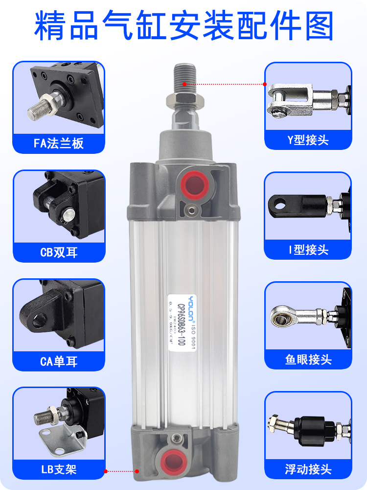 SMC型CP96气缸Y/I型浮动接头配件鱼眼磁性开关CA/CB/CR-32/50大全 - 图3